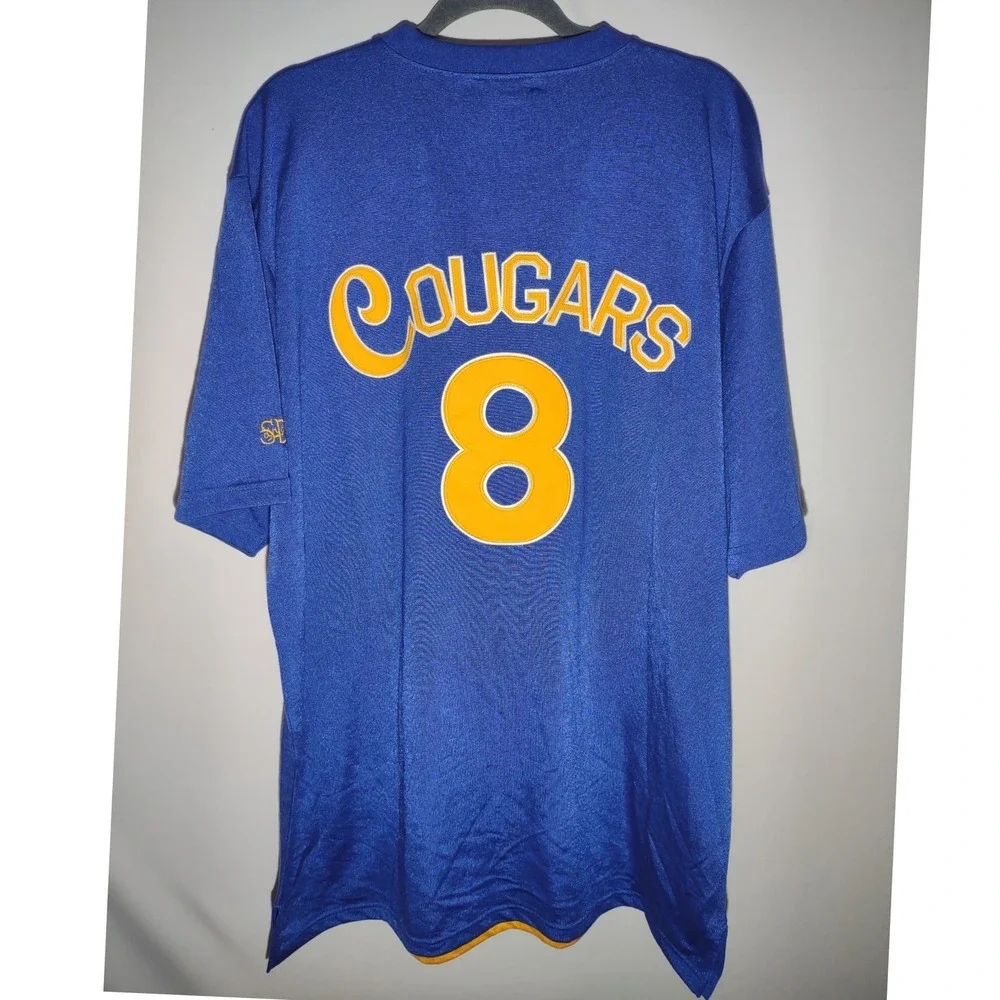 Stall & Dean Rucker Vintage Cougars Jersey Mens 2XL Royal Blue Yellow 8 R14-SSCG
